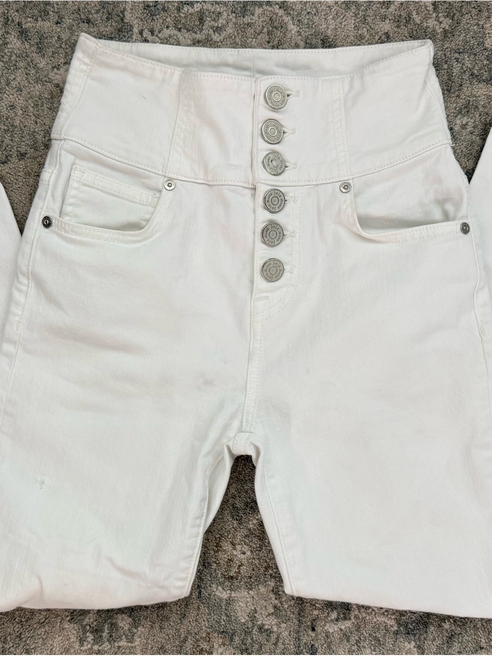 Joie High-Rise White Button-Fly Jeans